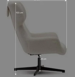 Boucle Polstersessel mit Drehgestell - Cacillo