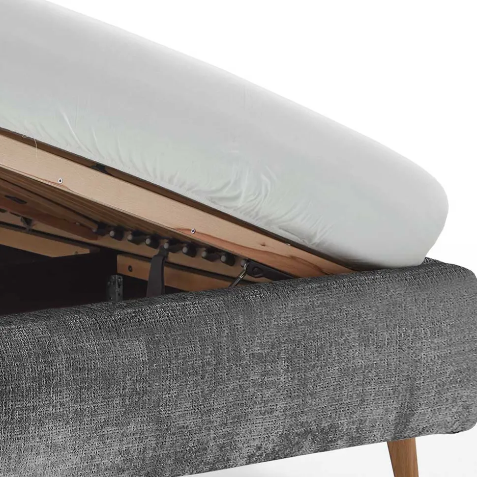 Boucle Stauraumbett in Anthrazit - Seen