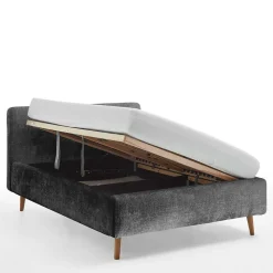 Boucle Stauraumbett in Anthrazit - Seen