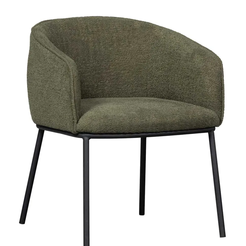 Boucle Tischsessel in Dunkelgrün - Norian