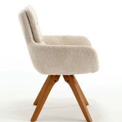 Boucle Tischsessel mit Holz Drehgestell - Corpus (2er Set)