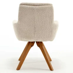 Boucle Tischsessel mit Holz Drehgestell - Corpus (2er Set)