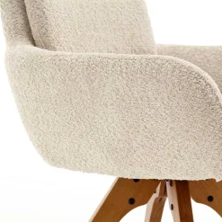 Boucle Tischsessel mit Holz Drehgestell - Corpus (2er Set)