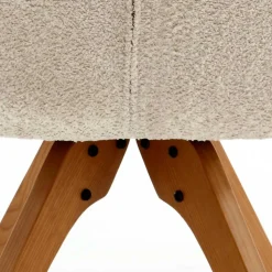 Boucle Tischsessel mit Holz Drehgestell - Corpus (2er Set)