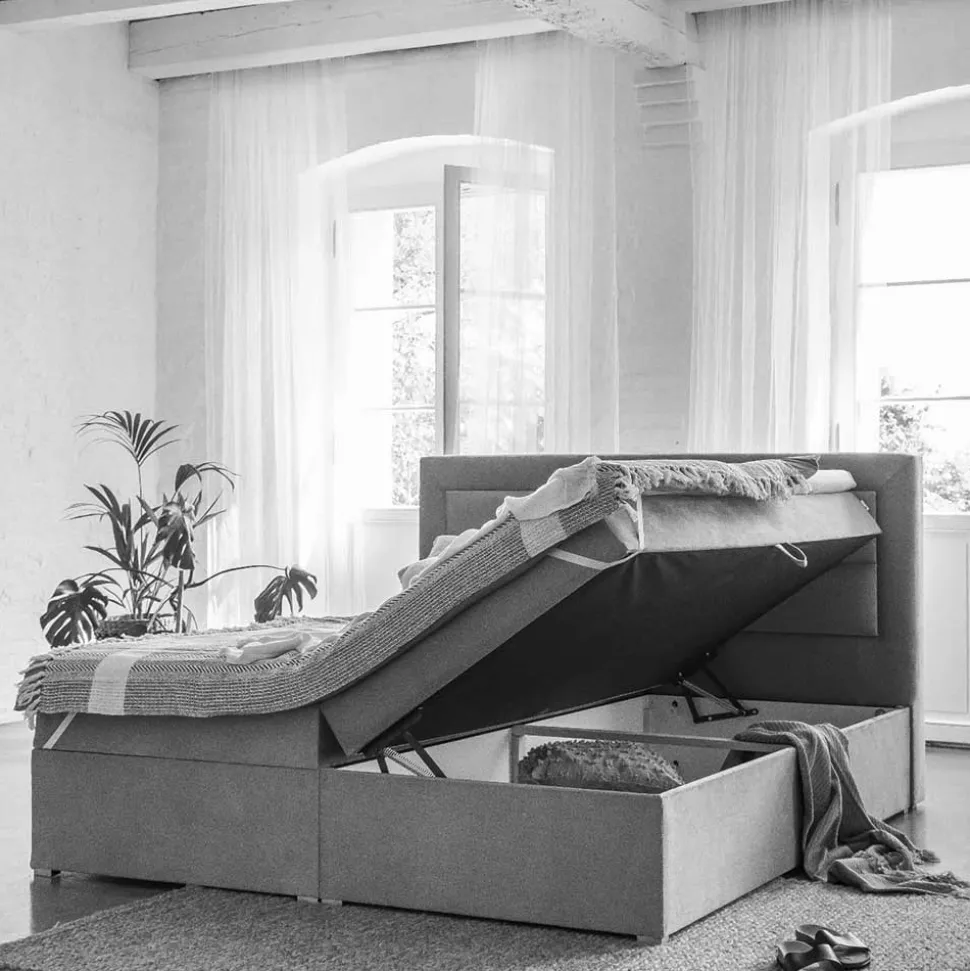 Boxbett in Weiß Kunstleder - Larvito