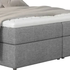 Boxbett mit grauem Webstoffbezug - Loerena