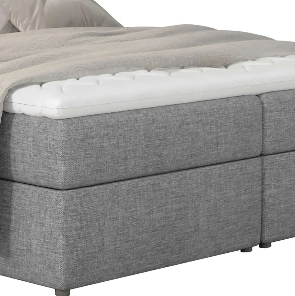 Boxbett mit grauem Webstoffbezug - Loerena