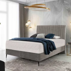 Boxspringbett in Beige Webstoff - Fiafanda