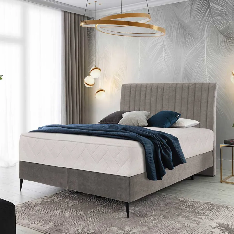 Boxspringbett in Beige Webstoff - Fiafanda