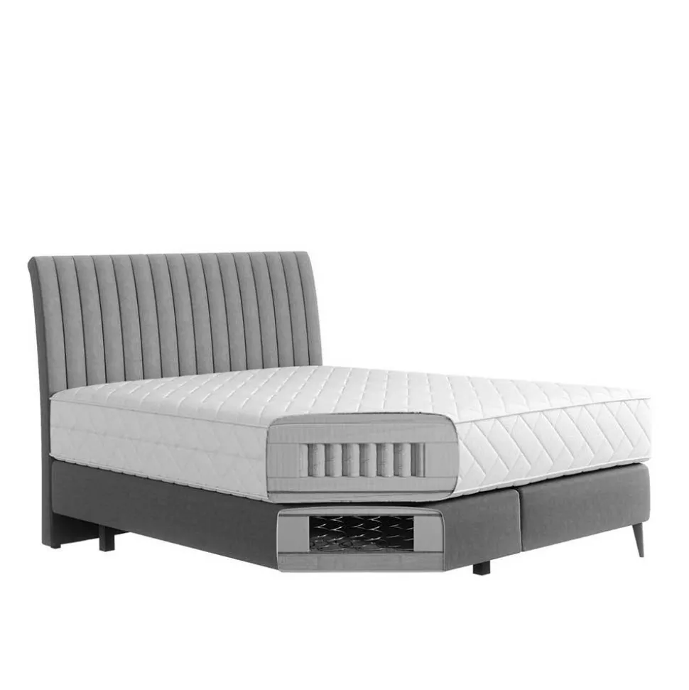 Boxspringbett in Beige Webstoff - Fiafanda