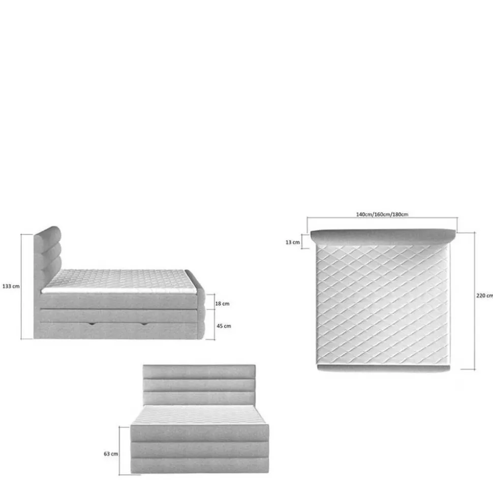 Boxspringbett in Dunkelgrau Samt - Batros