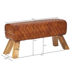 Braune Polsterbank mit Leder in Rautensteppung - Avetha