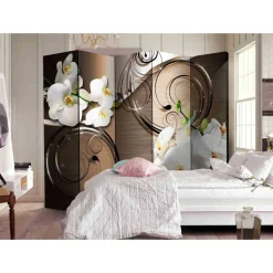 Brauner Design Paravent mit Orchideen - Armele