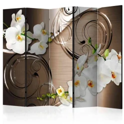 Brauner Design Paravent mit Orchideen - Armele