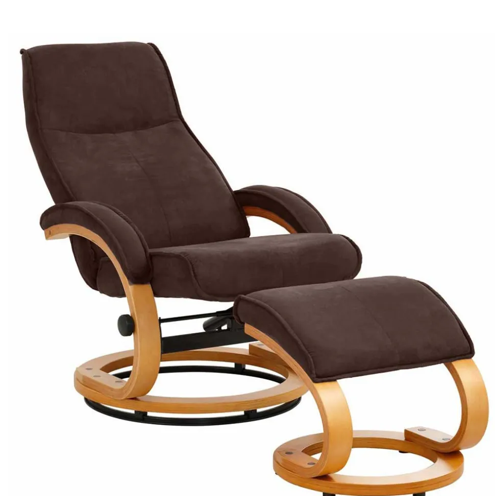 Brauner Designsessel & Hocker im Set - Amsterdam (zweiteilig)