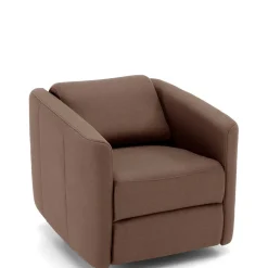 Brauner Kunstledersessel mit ausklappbarer Lehne - Resceta