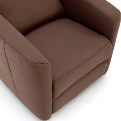 Brauner Kunstledersessel mit ausklappbarer Lehne - Resceta