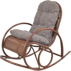 Brauner Schaukelstuhl aus lackiertem Rattan - Asalion