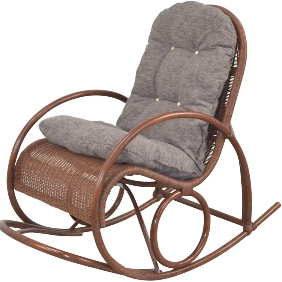 Brauner Schaukelstuhl aus lackiertem Rattan - Asalion