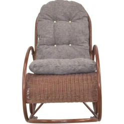 Brauner Schaukelstuhl aus lackiertem Rattan - Asalion