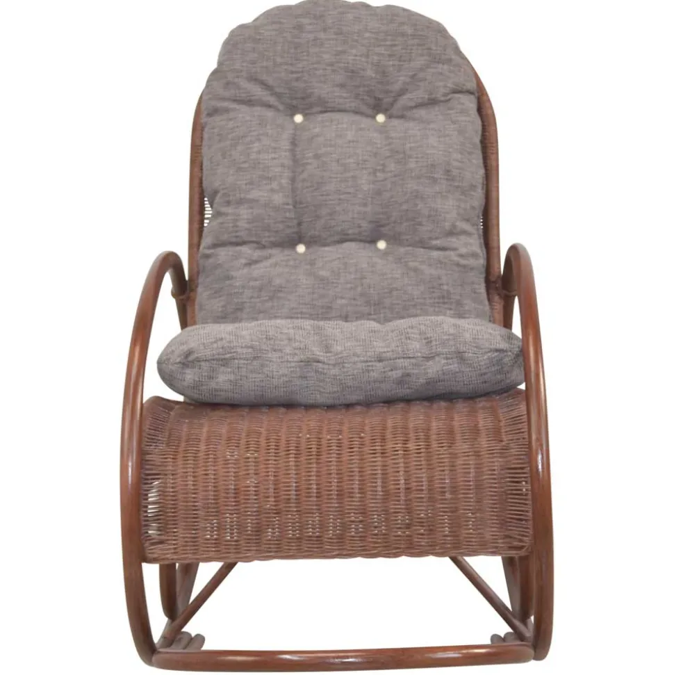 Brauner Schaukelstuhl aus lackiertem Rattan - Asalion