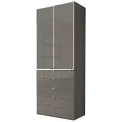 Brauner Schlafzimmerschrank mit Glasfront - Madita