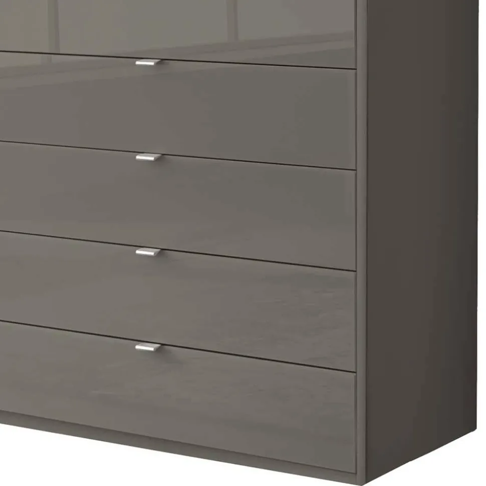 Brauner Schlafzimmerschrank mit Glasfront - Madita