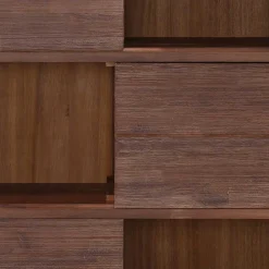 Braunes Akazie Highboard mit 3 Schiebetüren - Ruffes