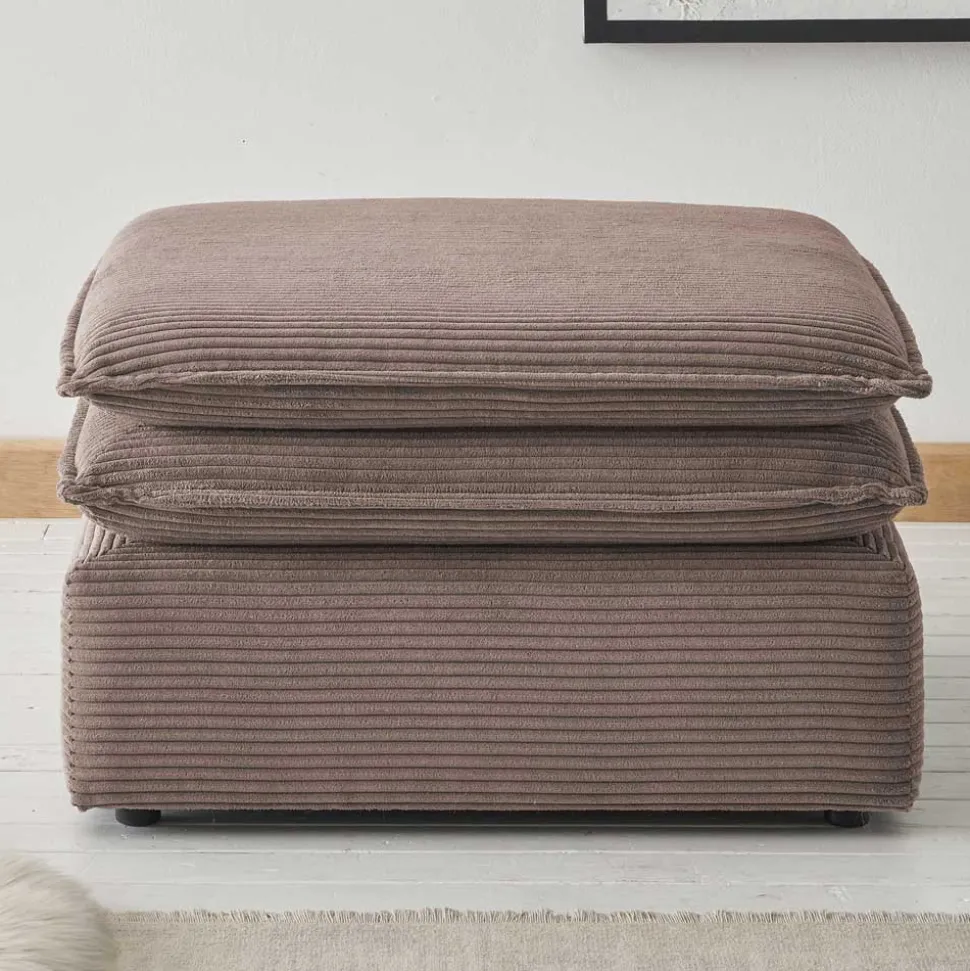 Breitcord Hocker in Hellbraun - Anyna