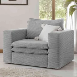 Breitcord Sessel in Hellgrau - Tessina