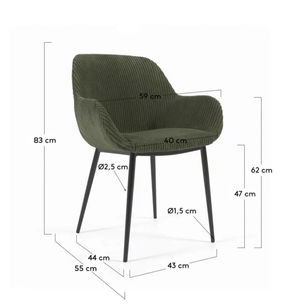 Breitcord Stühle in Dunkelgrün - Rovakis (4er Set)