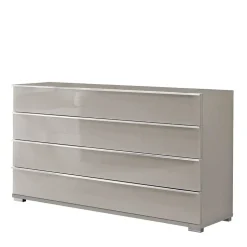 Breite Kommode in Hellgrau mit Glasfront - Nucina