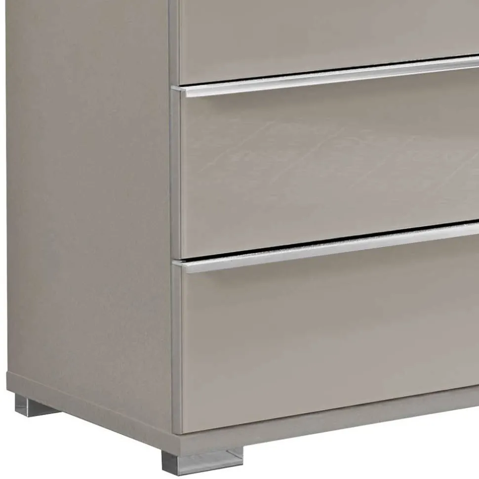 Breite Kommode in Hellgrau mit Glasfront - Nucina