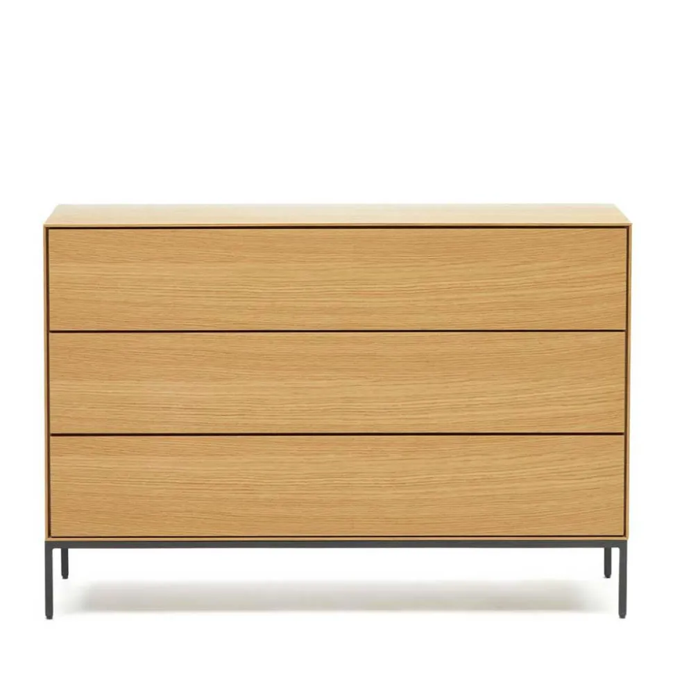 Breite Schubladen-Kommode in Eichefarben - Utperio