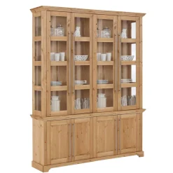 Breite Vitrine aus Kiefer Massivholz - Noellisa