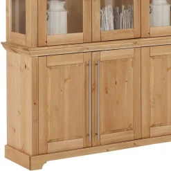 Breite Vitrine aus Kiefer Massivholz - Noellisa