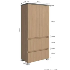 Breiter Midi-Schrank fürs Badezimmer - Leitha