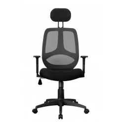 Büro Drehstuhl mit Kopfstütze in Schwarz - Joera