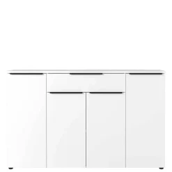 Büro Highboard in Weiß mit schwarzen Griffen - Sparkle