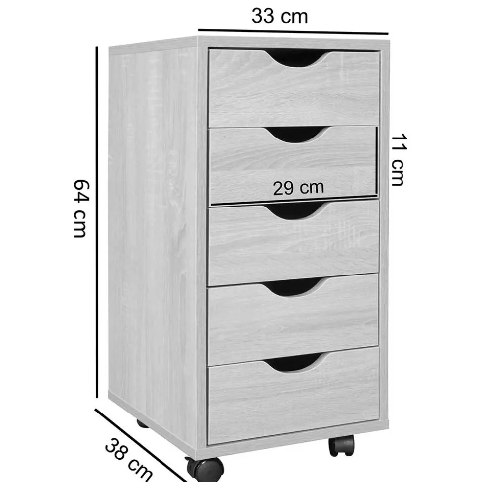Büro Rollcontainer mit fünf Schubladen - Mavricara