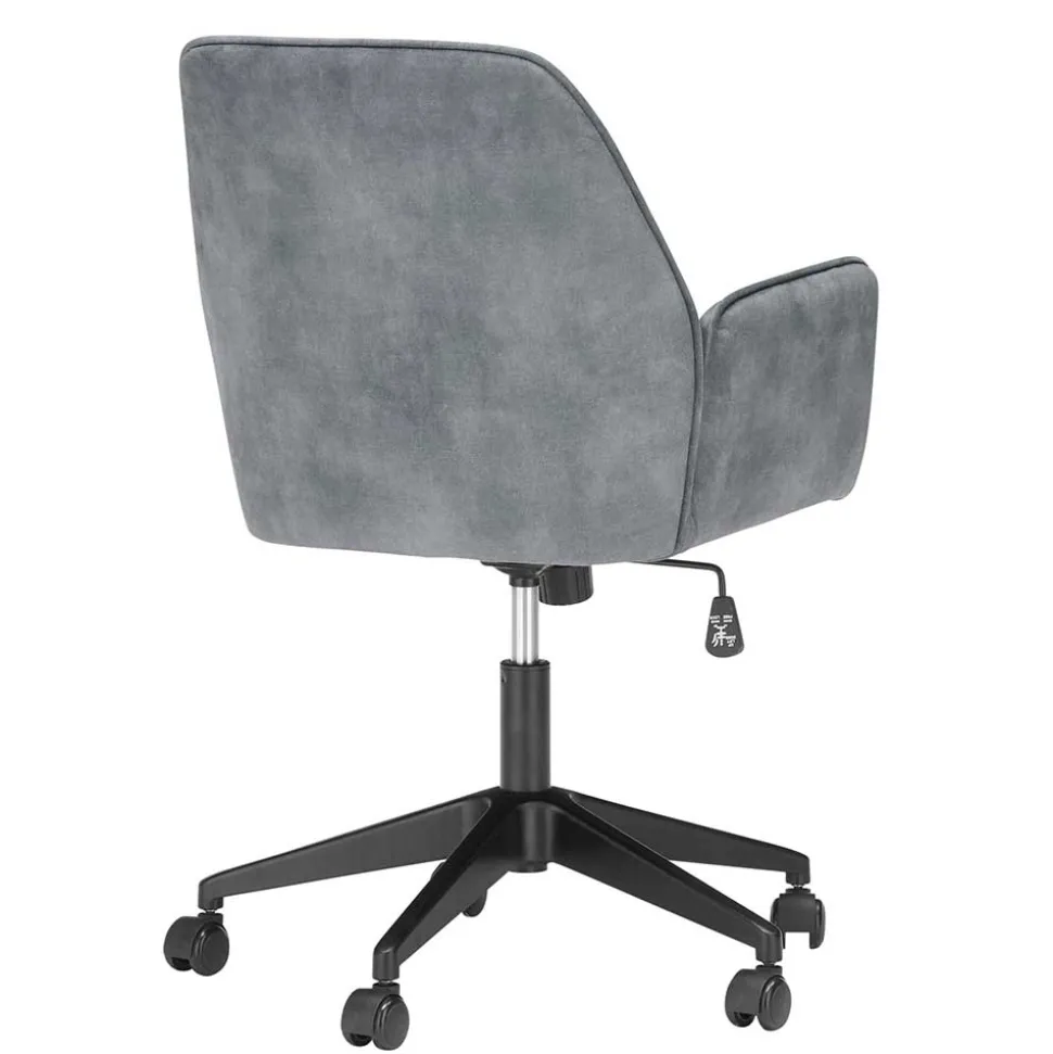 Büro Velours Drehstuhl in Grau auf Rollen - Rasmus