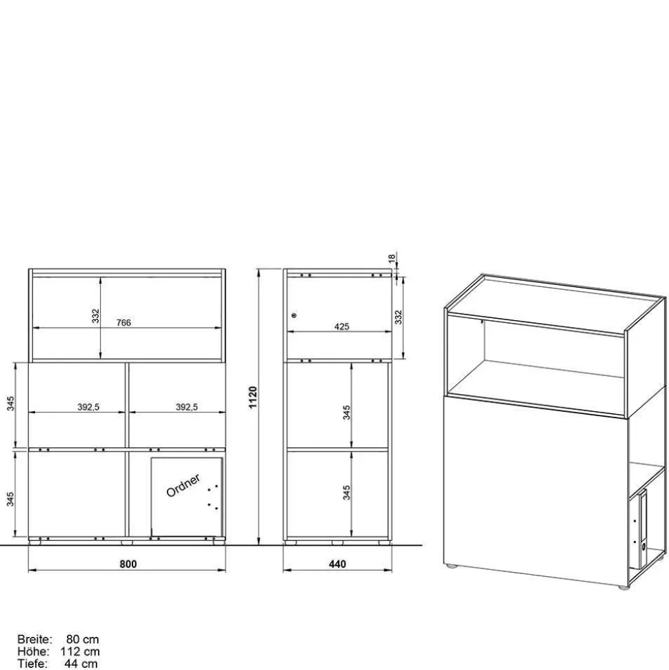 Bürotisch Kombination in Weiß - Sparkle (dreiteilig)