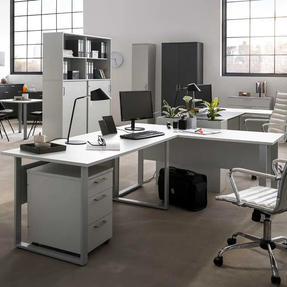 Bürotisch Schreibtisch in Lichtgrau - Bowsla