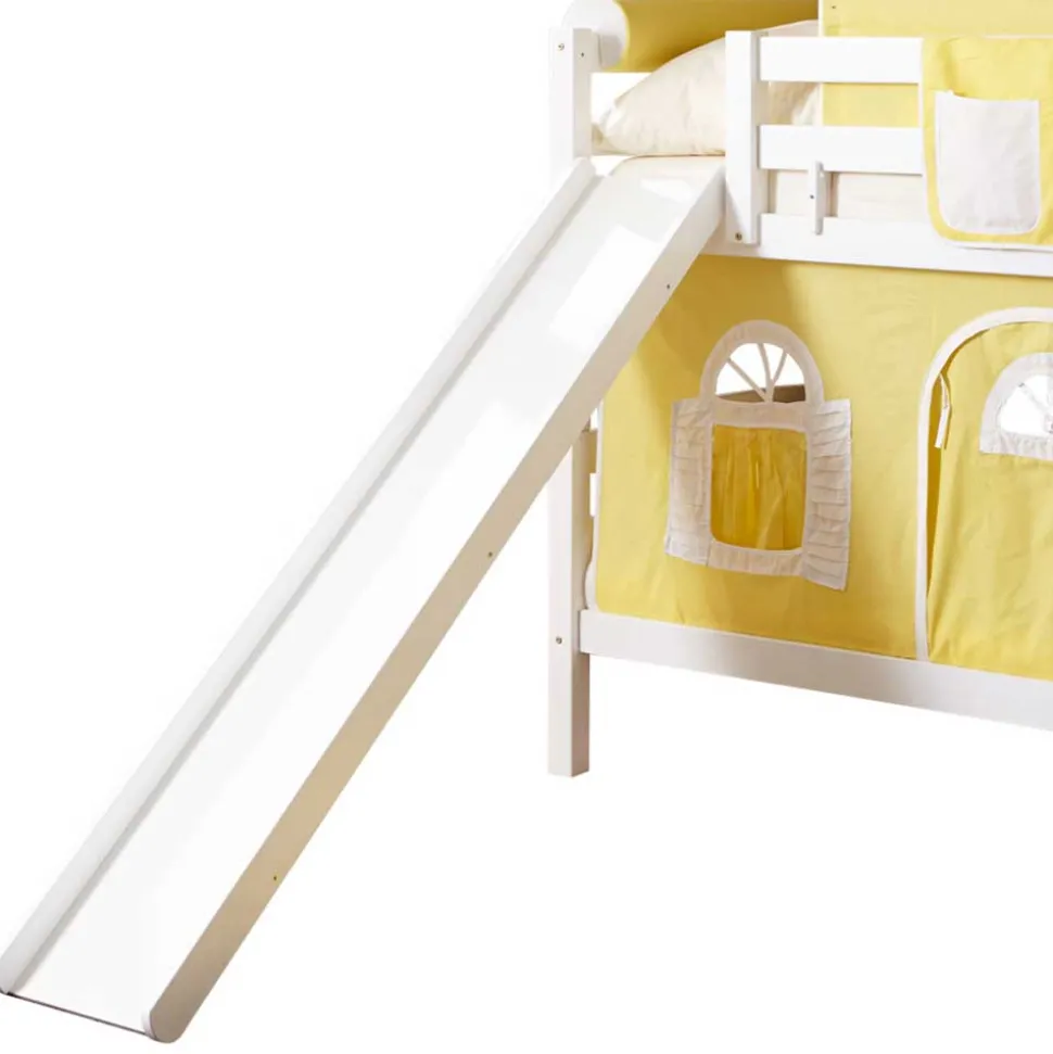 Buche Doppelhochbett in Weiß & Gelb - Linus