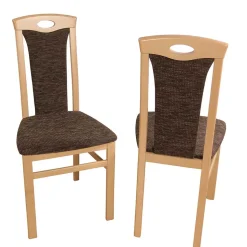 Buche Stühle mit Strukturstoff Masuza in Mocca Braun meliert (2er Set)