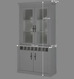 Buffet Vitrine in weißer Holzoptik Pinie - Liancos