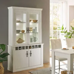 Buffet Vitrine in weißer Holzoptik Pinie - Liancos