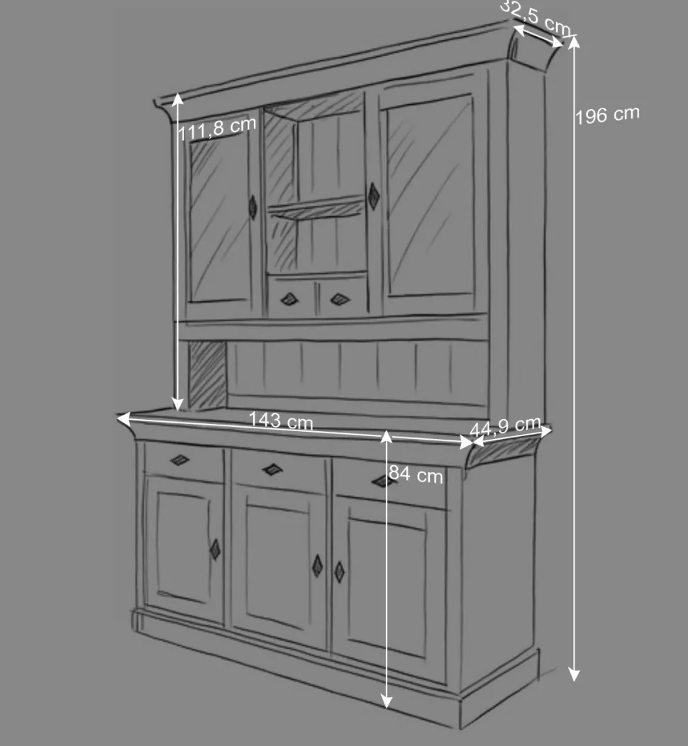 Buffetschrank Satumare in Weiß Kiefer teilmassiv