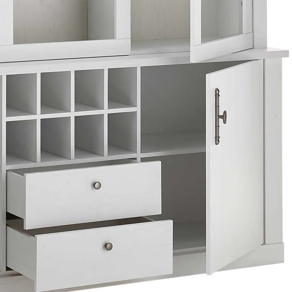 Buffetschrank Vitrine in weißer Holzoptik Pinie - Liancos