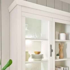 Buffetschrank Vitrine in weißer Holzoptik Pinie - Liancos